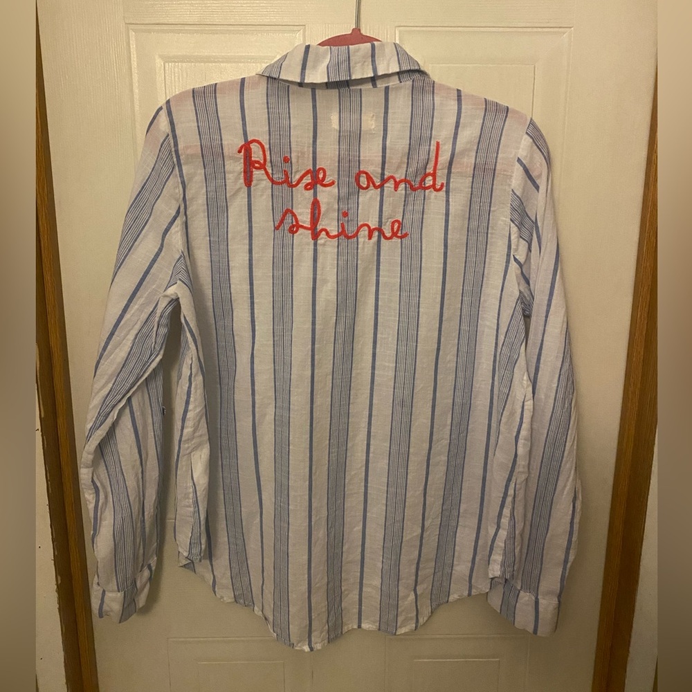 Altar'd State White and Blue Striped Rise and Shine